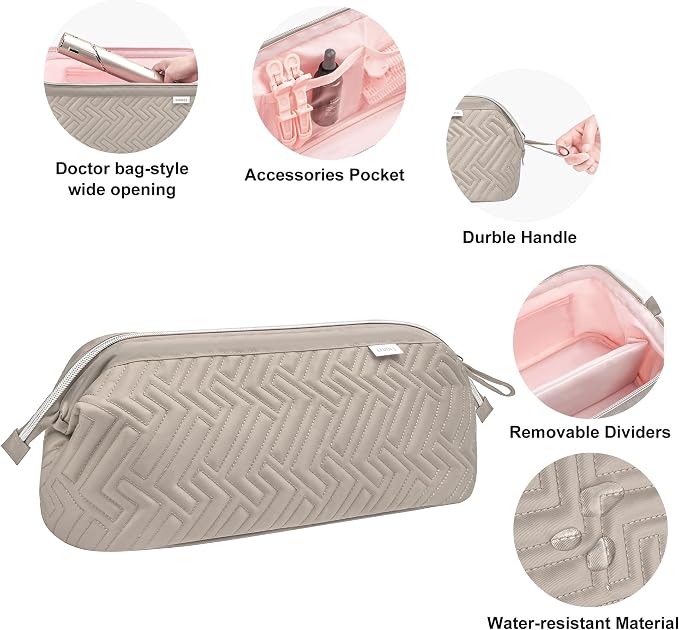 Leudes Hair Tools Travel Bag for Shark Flexstyle Carrying Case Portable Shark Hair Air Wrap Dryer Case Waterproof Dustproof Flat Curling Iron Travel Organizer (Camel)