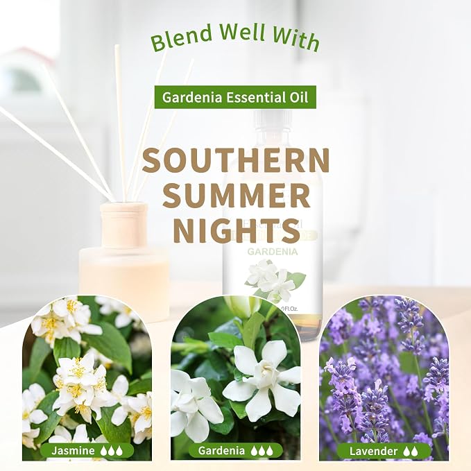 EUQEE 118ml Gardenia Essential Oil, Premium Grade Aromatherapy Oil Great for Diffuser, DIY Soap, Candle Making, Skin Care, Natural Gardenia Oil Floral Aroma for Mood (4Fl. OZ)