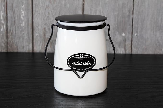 Milkhouse Candle Company Mulled Cider Soy Candle - Apple Cider | Cinnamon & Clove | Orange Zest Scented - 22 oz Butter Jar with Lid, 120+ Hour Burn Time, Made in the USA