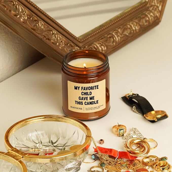 Lavender & Sage Scented Soy Candle, My Favorite Child Gave Me This Candle, Made in USA, Hand Crafted, 40-50 Hour Burn Time, 7.2 oz Amber Jar