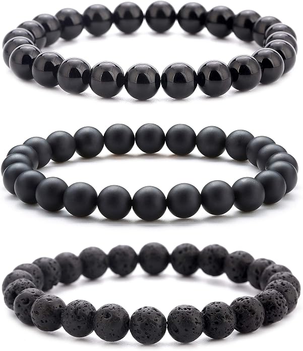 Men Women 8mm Natural Stone Lava Rock Diffuser Bracelet Elastic Yoga Agate Beads Bracelet Bangle