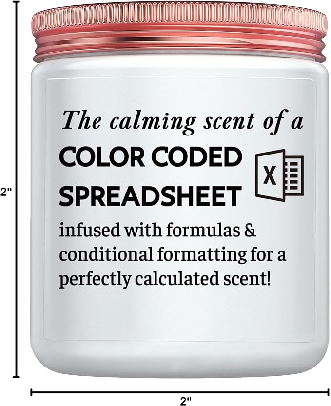 Funny Gift for Coworker Accountant, Data Analyst, Marketing Specialist - Humor Excel Spreadsheet Gift for Colleague, White Elephant Goodbye Present for Boss Friend Lavender Candle