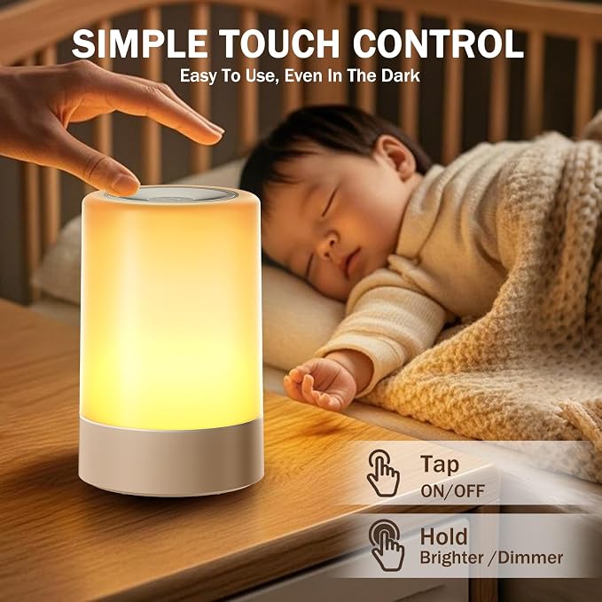 G Keni Nursery Night Light for Baby, Portable LED Touch Night Lamp for Kids and Adult, Breastfeeding, Sleep Aid, USB Rechargeable Nursing Lamp, Bedside Dimmable Warm Night Light, Soft Eye Caring