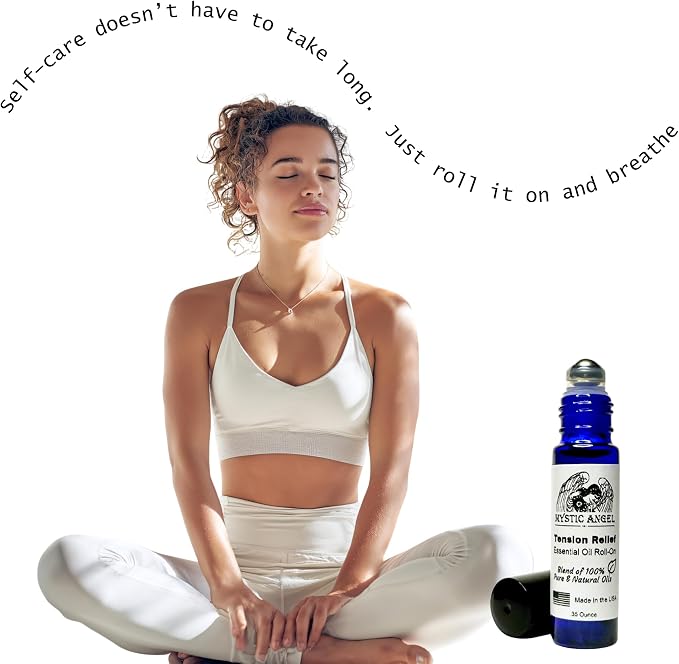 Mystic Angel Tension Relief Essential Oil Roll-On - Therapeutic Blend of Pure Essential Oils for Stress Support, Aromatherapy for Body & Soul, Safe for All Skin Types, Made in the USA, .35 Oz.