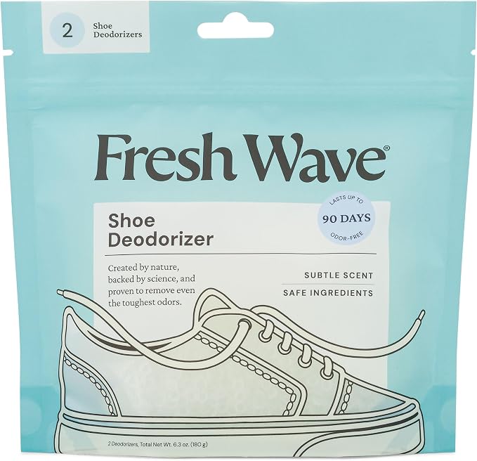 Fresh Wave Shoe Deodorizer, 1 Pack (2 Count) – Natural & Safe Shoe Freshener for All Types of Shoes, Long-Lasting and Reusable, Odor Eliminator for Strong Odor, Easy-to-Use Shoe Smell Remover