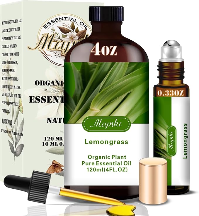 Lemongrass Essential Oil – Lemongrass Fragrance Oil for Cleaning, Diffuser, Humidifier, DIY Soap, Candle, Massage, Home, Pest Repellent, Gift Ready – MLYNKL Lemongrass Oils (4.33 fl oz / 130ml)