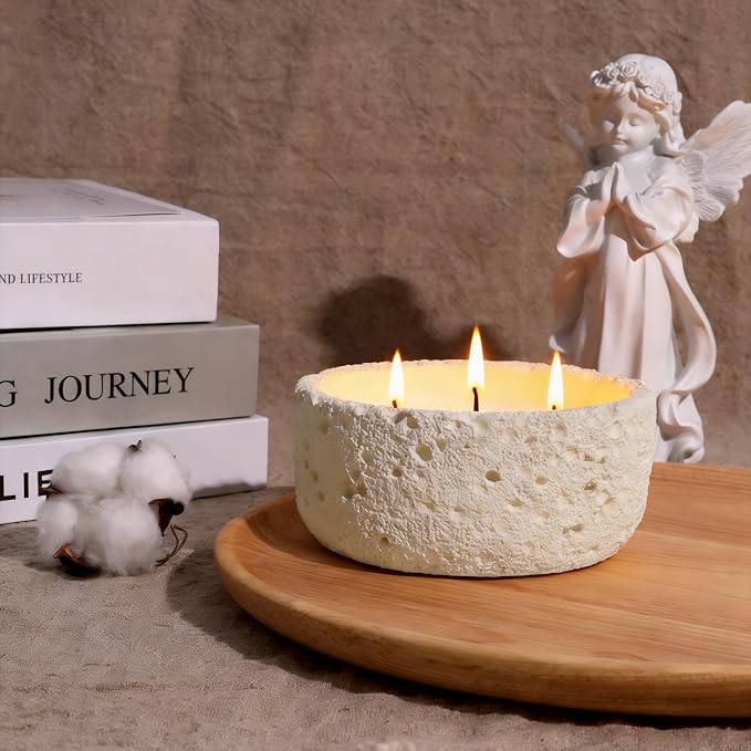 Viyffo Large 20oz Scented Candle – Creamy Vanilla, 3 Wick Non Toxic Soy Candles for Women & Men, Matte Ivory White Ceramic Jar Perfect for Home Fragrance, Elegant Room Décor & Premium Gift