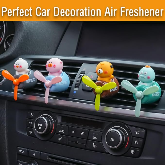 Pilot Car Air Freshener, Cute Dino Car Vent Clip Air Freshener with 4 Fragrant Tablets Automotive Air Outlet Fan Diffuser, Automotive Interiors Vent Decoration (Pilot Dino)