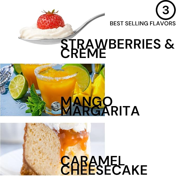 Drip Co Massage Candle - Soy Wax Aromatherapy Candle for Relax Oil Therapy, TikTok Trend, Scented Candles, Spa Essentials - 6 OZ Variety Pack (Caramel Cheesecake, Mango Marg, Strawberries & Creme)
