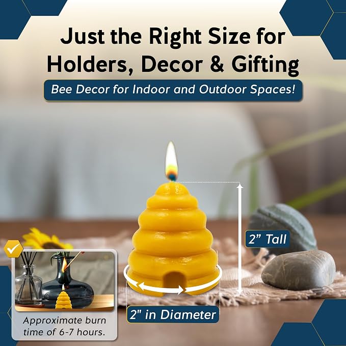 Alternative Imagination Beehive Votive Candles - 4 Pack of Hand Poured Pure Beeswax Candles with Cotton Wicks - Unscented, Non-Toxic, Eco-Conscious Bee Decor and Natural Gifts for Home or Events