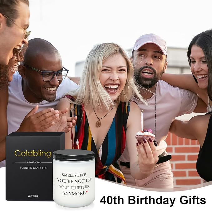40th Birthday Gifts for Women Men, Turning 40 Year Old Birthday Gifts Ideas, 1985 Bday Decoration, Lavender Scented Bday Candle