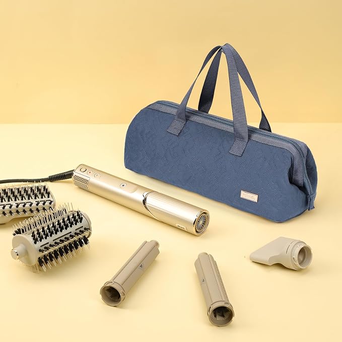 NISHEL Hair Tools Travel Carrying Bag, Portable Hair Air Wrap Dryer Case, Hair Dryer/Curling Iron/Airstraight Attachment Organizer, Aegean-Blue