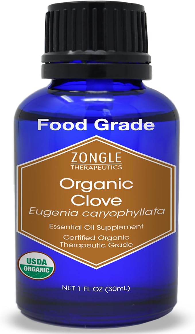 Organic, Clove Oil, Food Grade – 100% Pure, Clove, Bud, Essential, Oil, by Zongle Therapeutics, 1 OZ