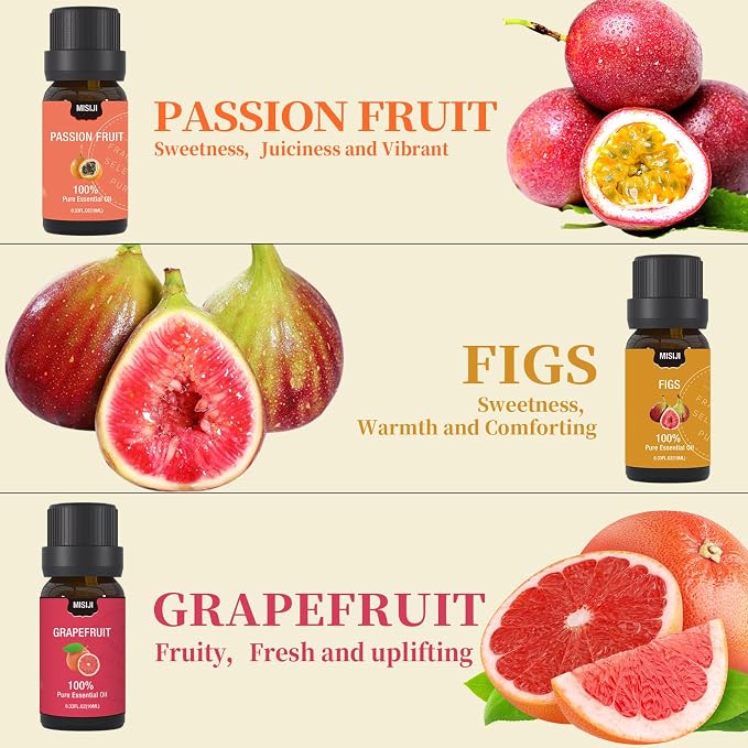 Fruity Essential Oils for Diffuser for Home,Diffuser Oils for Candle Making, Laundry,Humidifier,Aromatherapy Oils Scents,6 * 10ML