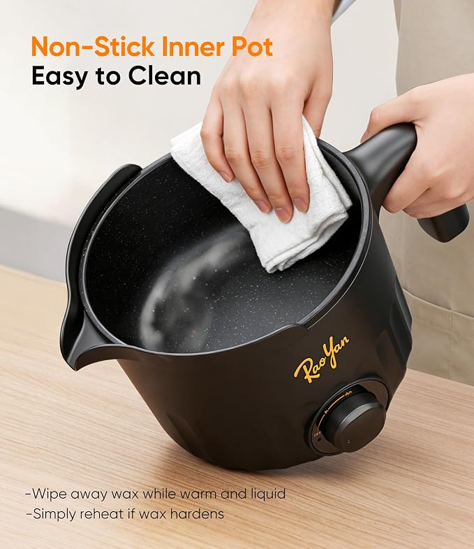 RAOYAN 1.5L Electric Wax Melter with Pouring Spout, Nonstick Large Capacity Wax Melting Pot for Candle Making, DIY Candle Making Supplies Kit for Beginners and Adults - Black
