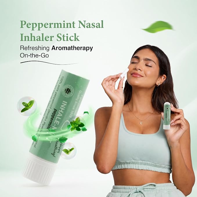 Nasal Inhaler Stick - Peppermint Essential Oil Aromatherapy Inhaler, Cool Refreshing Mint Aroma, Pocket Size, Portable, Made in USA, Sealed for Freshness, Mess-Free Design - Mint