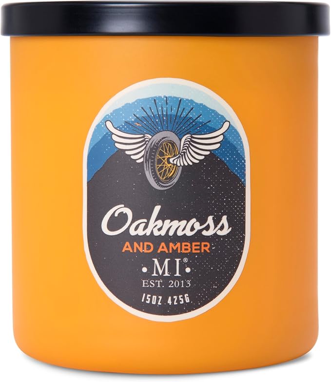 Manly Indulgence Oakmoss & Amber Scented Candles for Men, 2 Wick, 15 oz Premium Soy Blend Wax, 60H Burn, Candles for Home Scented – Made in The USA