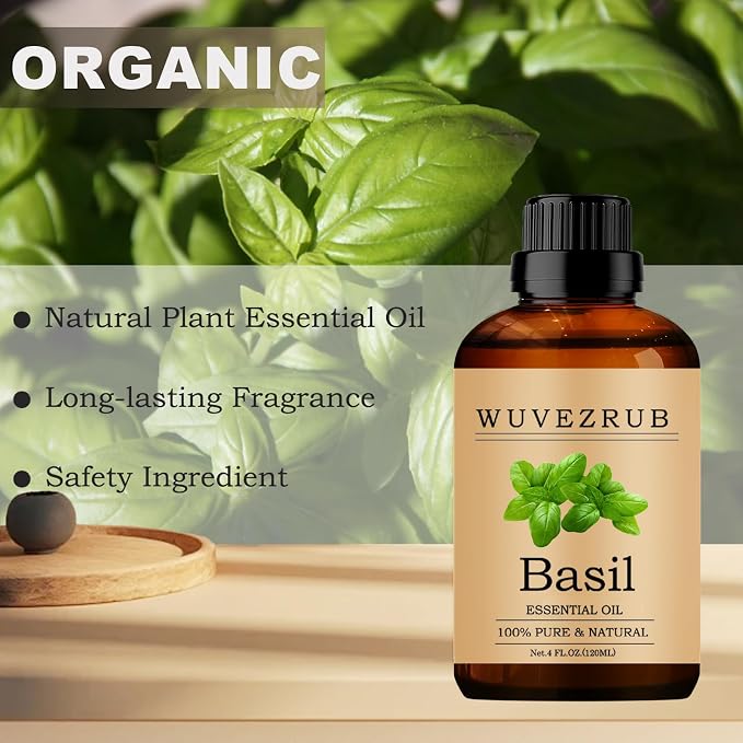 Basil Essential Oil 120ML, 100% Pure and Natural - Aromatherapy Diffuser - 4 Fl Oz