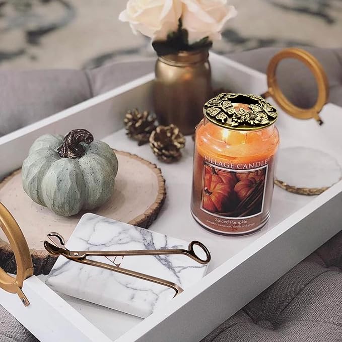 5 Pieces Candle Care Kit with Gift Box, Including Wick Trimmer、Candle Snuffer、2 Candle Toppers and Wick Dipper, Antique Brass Accessories Set for Candle Maintenance & Decoration (Antique Brass)
