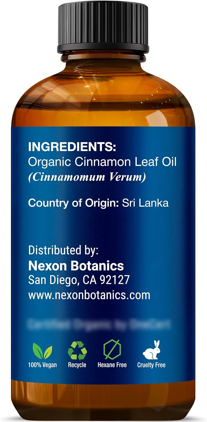 Organic Cinnamon Essential Oil 30 ml - Pure, Natural Oils for Aromatherapy, Diffusers, DIY, Candle and Soap Making Scent - Nexon Botanics