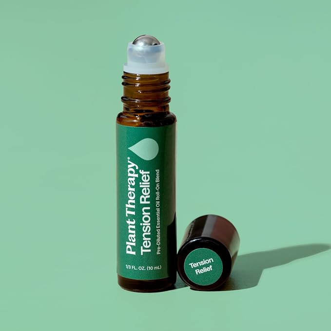 Plant Therapy Tension Relief Essential Oil Blend Pre-Diluted Roll-On, 10 mL (1/3 oz), Pure Essential Oils Diluted in Fractionated Coconut Oil for Ready-to-Use Application