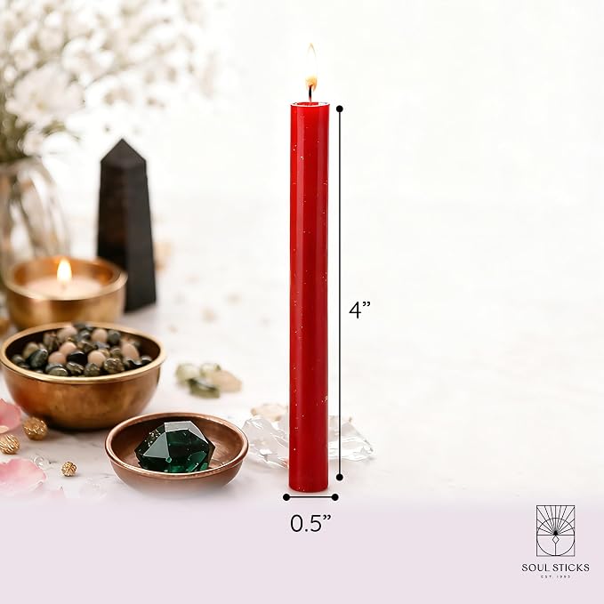 SOUL STICKS Love Magic Spell Chime Candles 20 Pack - Ideal for Altar, Rituals, Ceremonies, Meditation Red Colored Candle for Witchcraft Supplies, Wiccan Supplies and Tools, Candle Clearance