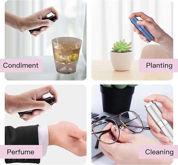 Tekson 8ml Travel Perfume Atomizer Refillable, Mini Cologne Spray Bottle Empty, Small Aftershave Portable Sprayer for Liquid Dispenser (Brown&Sliver)