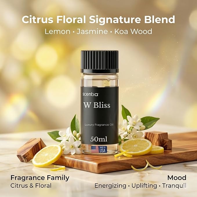 Scentia W Bliss (W Magic) Hotel Scent Diffuser Oil – Luxury Fragrance Inspired by W Hotel – 50 mL – Bergamot, Lemongrass & Jasmine Essential Oil Blend for Home, Office & Aromatherapy Diffusers