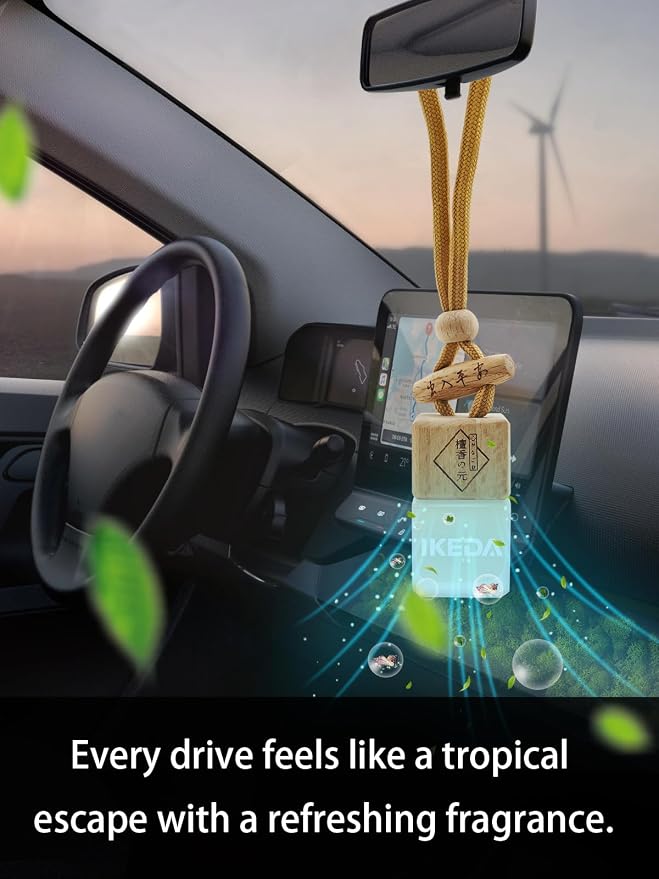 Ikeda Car Air Freshener: Hanging Car Smell Air Freshener | 10ml Hanging Car Perfume | Long Lasting Fragrance | Strong Scents Diffuser for Auto Home (Memory|Square)