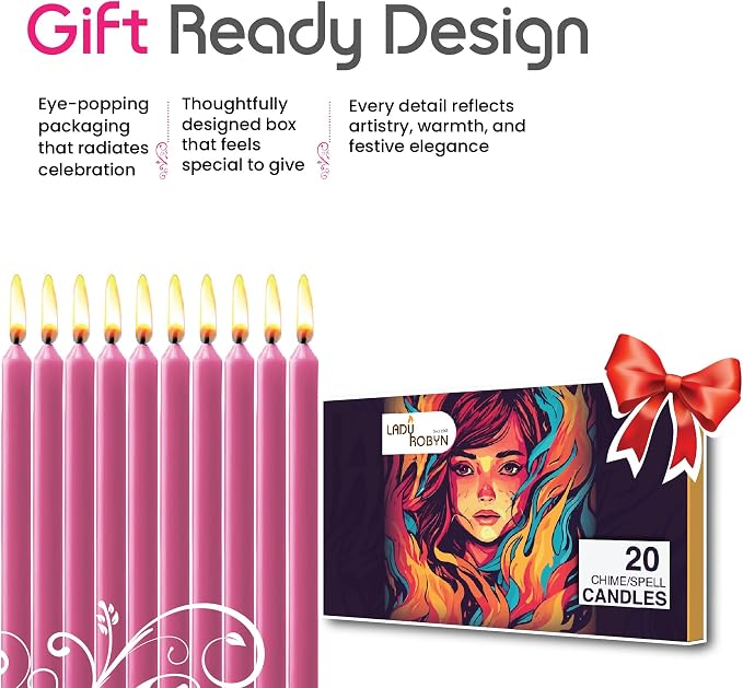 Set of 20 Solid Color Taper Candles – 4-Inch Dripless Paraffin Wax Candles with Cotton Wick – Ideal for Weddings, Shabbat, Holiday & Home Decor, Gift Set (Pink)