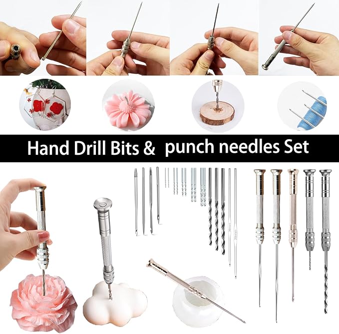 41PCS Mold Punch Wicking Needle Tools Inserting Tool for Candle Making Adjustable Punch Needle Long Silicone Mold Hook Needle Drill Candle Wick Hole Drill Steel Sticks to Make Holes in Candles Soap