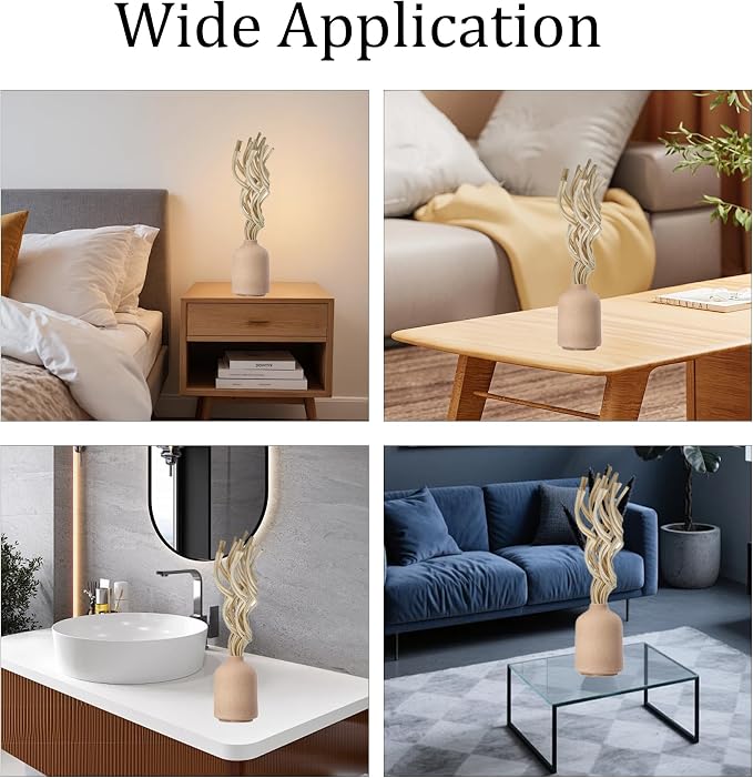 20PCS 11 inch Wavy Reed Diffuser Sticks, Rattan Fragrance Refill Sticks for Home and Office Aromatherapy (Wood)
