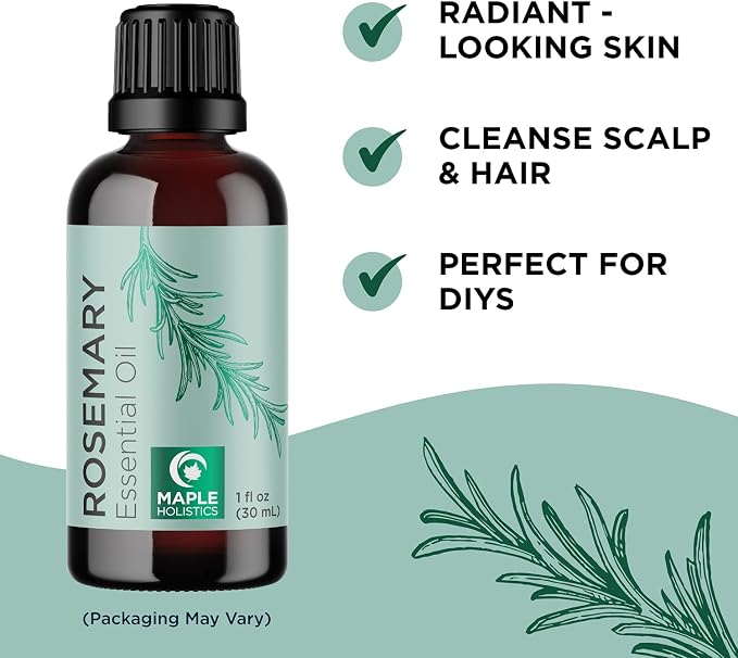 Refreshing Set - Pure Rosemary Essential Oil & Castor Oil for Hair, Skin, Nails, Eyebrows & Dry Scalp