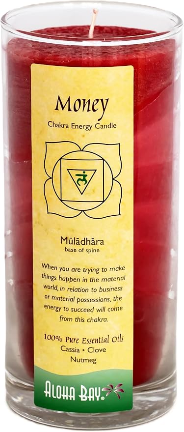 Premium Scented Candle Hand Made Chakra Energy Jar | 11 Oz Jar | Money, Muladhara| Yoga, Prayer & Meditation Candle | Long Burn 60 Hours | Essential Oils of Cassia, Clove & Nutmeg | Aloha Bay
