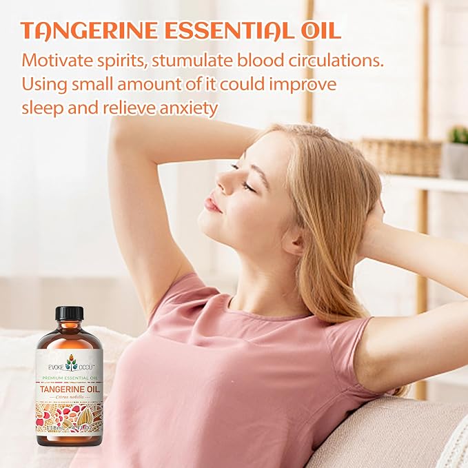 EVOKE OCCU Tangerine Essential Oil for Diffuser Fragrance DIY Candle Soap Making - 4 FL Oz