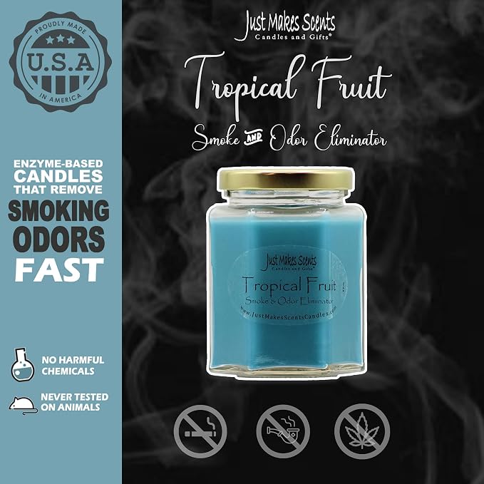 Tropical Fruit Scented Smoke and Odor Neutralizing Candle - Hand Poured in The USA by Just Makes Scents