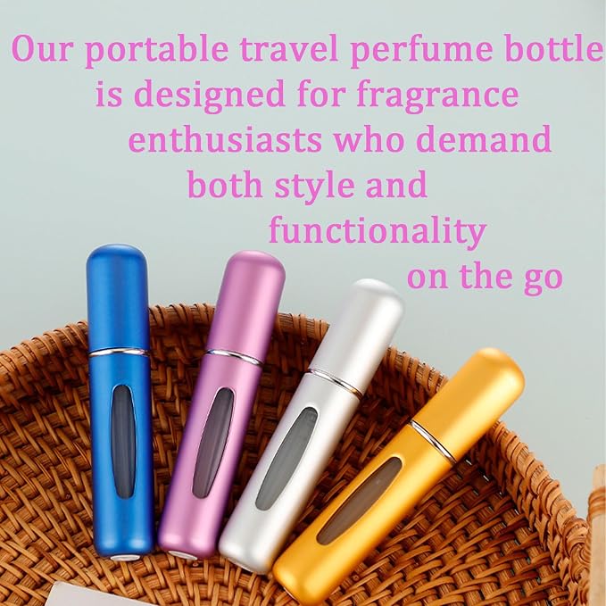 Refillable Perfume Portable Atomizer Bottle, Travel Perfume Bottle Refillable, Perfume Atomizer Spray Bottle for Traveling and Outgoing(5ml, 4 Pack)