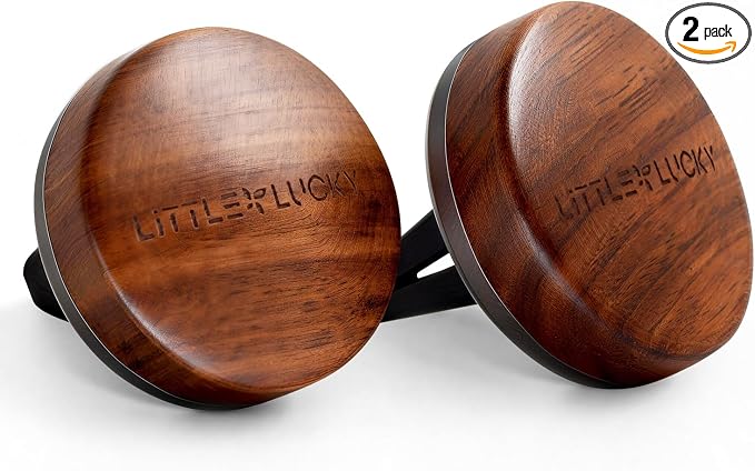 Car Air Freshener, 2PCS Premium North America Walnut Wood, Car Air Freshener Vent Clip for Hidden Air Vent etc, 4 Scent Refills, 2 Plant-Extract Fragrances from France MANE, Long-lasting for 120 Days