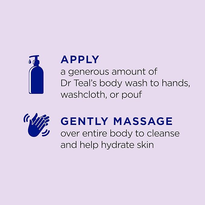 Dr Teal's Body Wash with Pure Epsom Salt, Soothe & Sleep with Lavender, 24 fl oz (Pack of 4)