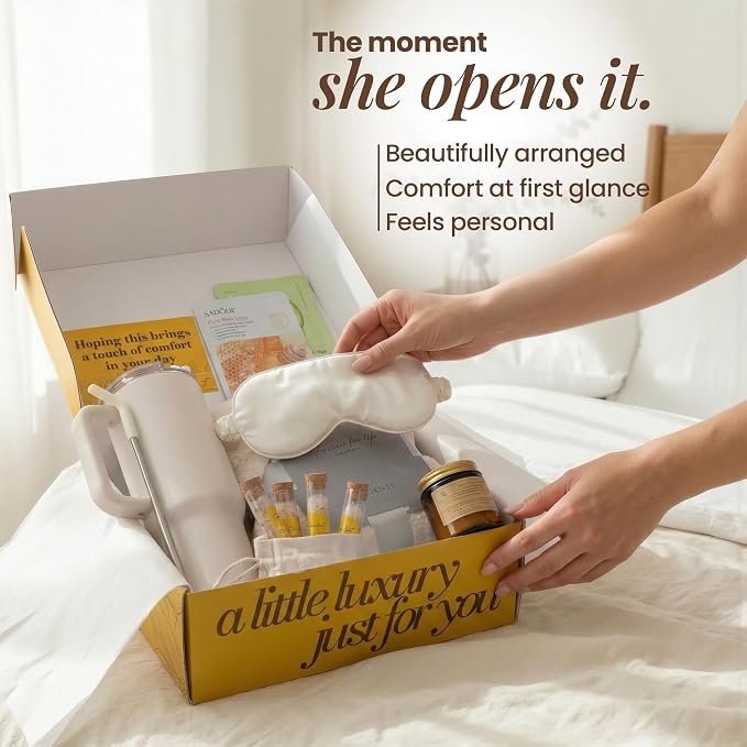 Opulent Luxury Self Care Gift Package for Women, 40oz Tumbler, Cozy Blanket | Gift-Ready Spa Set for Get Well, Thinking of You & Corporate Gifts for Employees & Clients - Candle, Bath Salts & Sleep Mask