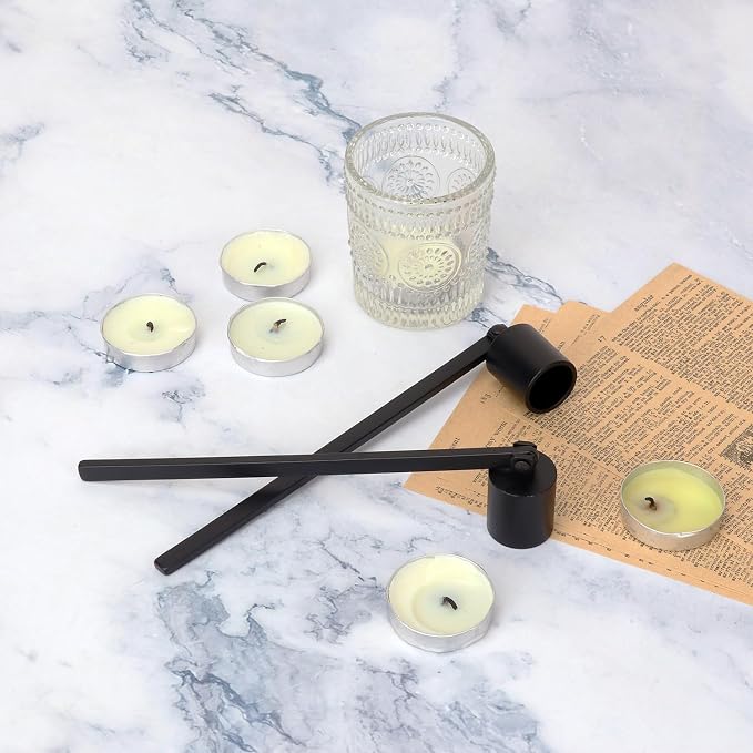 6 Pack Black Candle Snuffer Vintage, Premium Stainless Steel Wick Flame Extinguisher, 6.3 Inch Long Handle, Elegant Design for Scented Candles, Perfect Candle Accessory for Candle Lovers