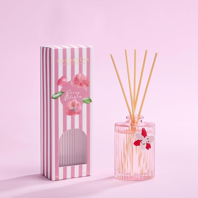 COCORRÍNA Reed Diffuser, Peony Blossom Scent Oil Diffuser, 6.09 fl oz, 8 Reeds, Long-Lasting Home Fragrance, Bathroom Bedroom Shelf Decor & Gifts