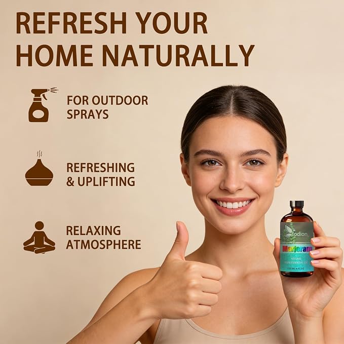 Marjoram Essential Oil, Marjoram Fragrance Oil for Diffuser, Massage, Humidifier, DIY Candle, Soap Making, Home, Bath, Yoga - 4 fl oz (120ml) - ZODION Essential Oils