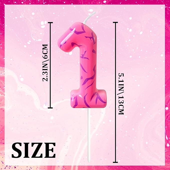 Number 1 Birthday Candle for Cake – Pink Gradient Number Candle with Mystic Rune Pattern, Decorative Cake Topper for Anniversary & Celebration