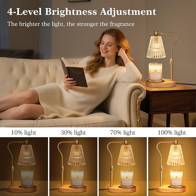 Imenlox Candle Warmer Lamp, with Timer and Dimmer, Adjustable Height, for Mom, Christmas Birthday Gifts for Women, House Warming Gifts Home Decor, Wax Warmer for Jar Candles(Amber)