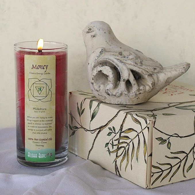 Premium Scented Candle Hand Made Chakra Energy Jar | 11 Oz Jar | Money, Muladhara| Yoga, Prayer & Meditation Candle | Long Burn 60 Hours | Essential Oils of Cassia, Clove & Nutmeg | Aloha Bay