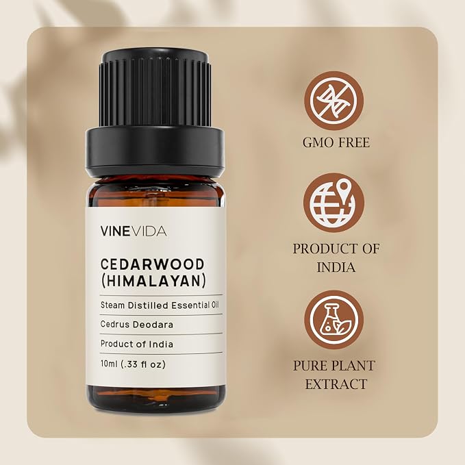 VINEVIDA Cedarwood Himalayan Essential Oil - Undiluted - 10ml Bottle - DIY Candle Scent and Soap Making