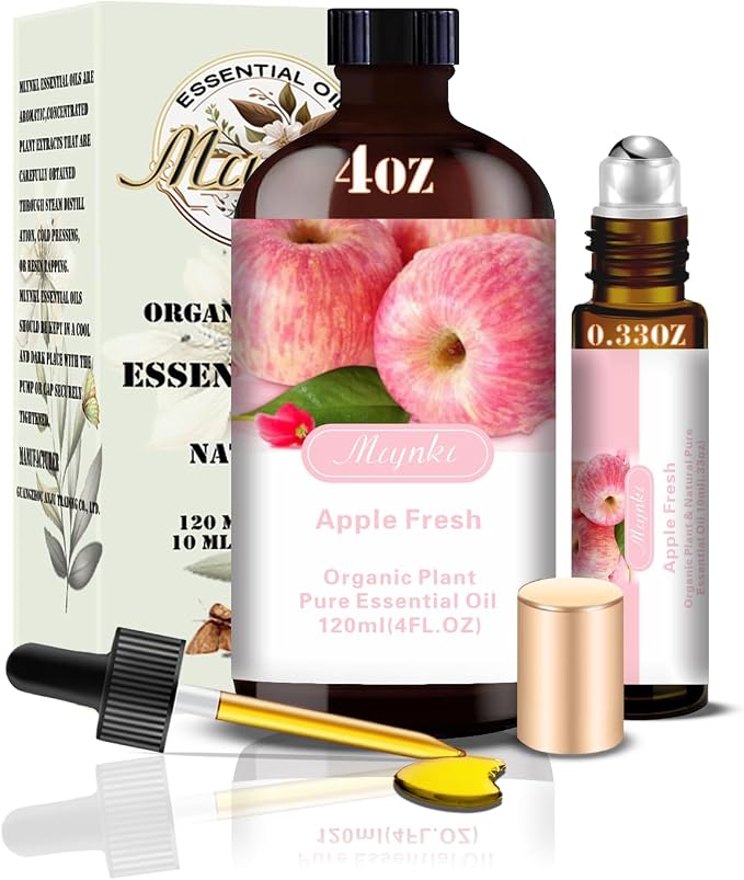 Apple Essential Oil, Apple Oil for Diffuser, Humidifier, DIY Candle, Soap, Fresh Scent, Home, Cleaning, Gift Ready,Apple Fragrance Oil - MLYNKL Essential Oils (4.33 fl oz / 130ml)