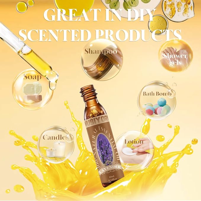 Lavender Essential Oil 10ML - 100% Pure and Natural Therapeutic Grade Oils for Aromatherapy Diffuser - 0.34 Fl Oz/Lavender