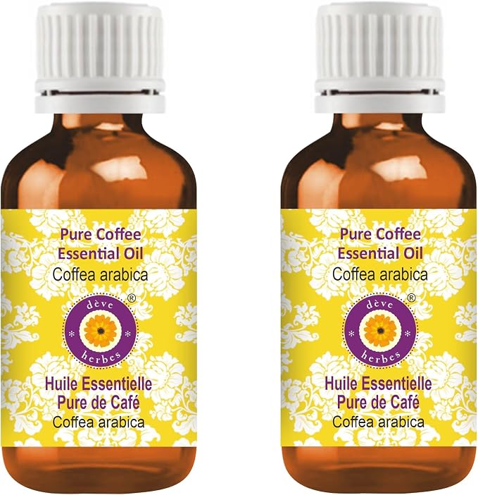 Deve Herbes Pure Coffee Essential Oil (Coffea Arabica) Steam Distilled (Pack of Two) 100ml X 2 (6.76 oz)